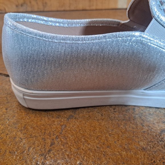 Women's Silver Sequin Bling Slip on Shoe - Picture 4 of 5